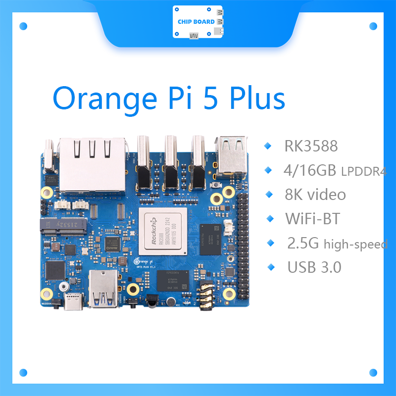Orange Pi 5 Plus 16Gb - オレンジパイ5プラスシングルボードコンピューター,Rk3588,pcieモジュール,外部Wifi,bt,ssd 8k,デモ開発